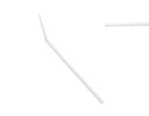 Two segments of a drinking straw, one angled, the other straight, depicted in a simple, graphic style