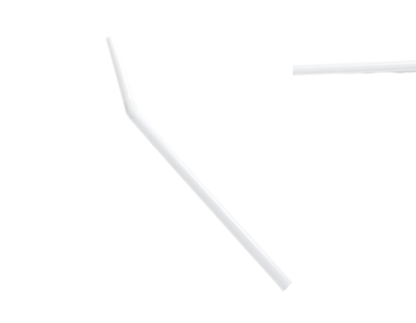 Two segments of a drinking straw, one angled, the other straight, depicted in a simple, graphic style