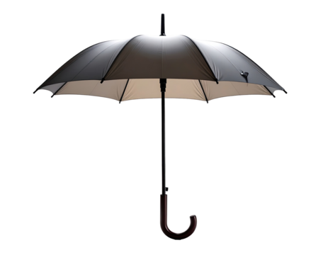 Gray and beige umbrella against black background