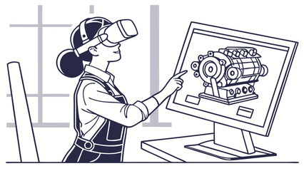Virtual Reality Engineering Design Review Illustration.