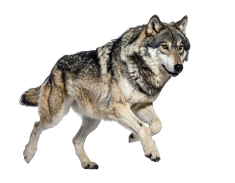  Wolf Running Through Forest PNG Isolated