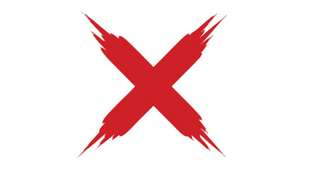 A bold, red, brushstroke letter X symbol against a stark white background.