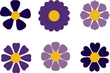 set of colorful purple flowers design illustration vector 