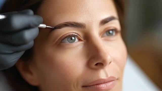 Close &ndash; Up of Microblading Strokes for Natural Eyebrow Design