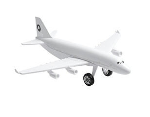 Obraz premium White toy airplane, side view