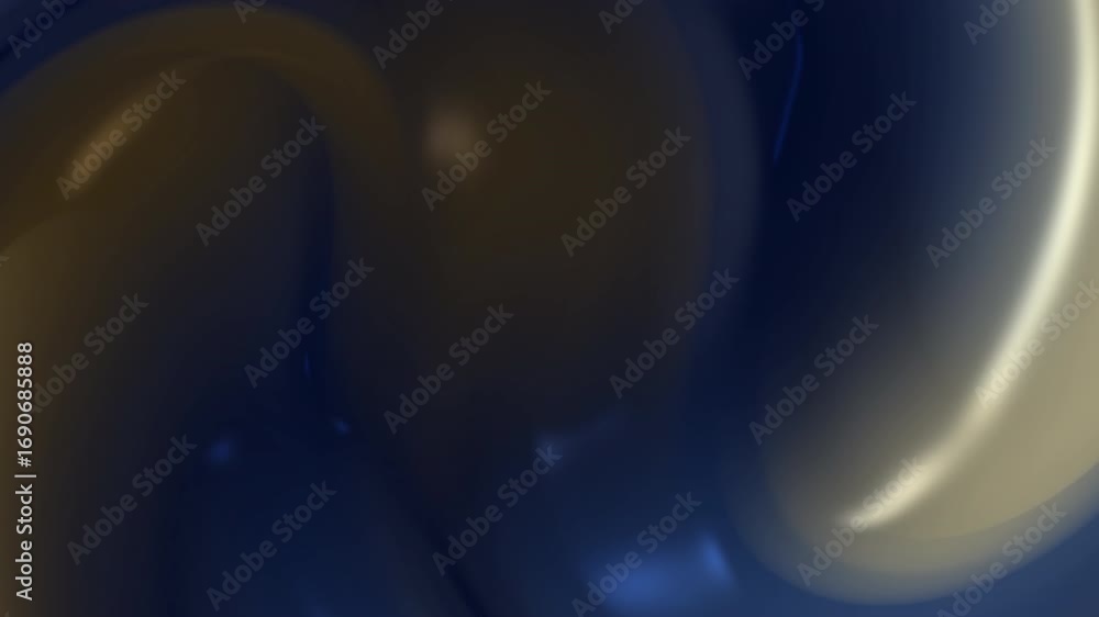 Poster navy blue gradient background showcases a mesmerizing fluid motion. the animation blends gold hues s