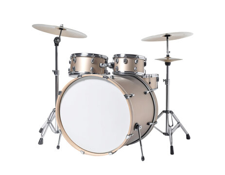 Full drum set, light beige/gold finish