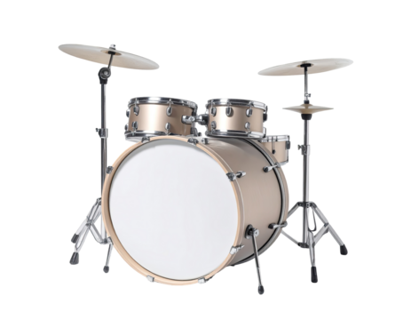Full drum set, light beige/gold finish