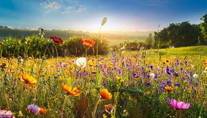 vibrant flowers in meadow used in eco therapy create serene atmosphere inviting peace and tranquility to all who experience them