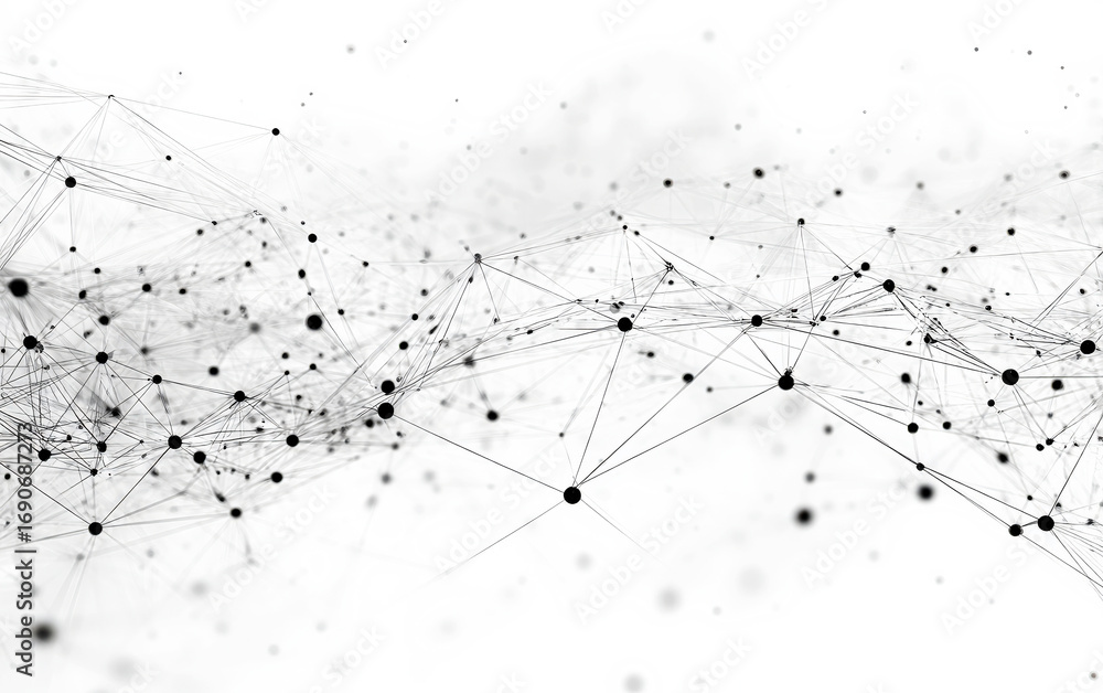 Poster abstract network connections with nodes and lines