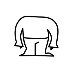 Minimalist black outline drawing of a cartoon figure with wide arms and pants, headless and abstract, symbolizing creativity, humor, and playful modern character illustration.