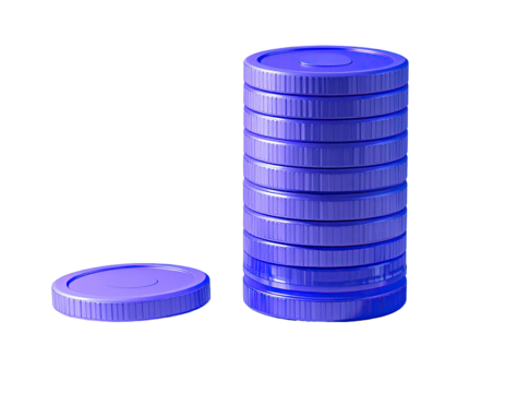 Stack of purple coins, one missing