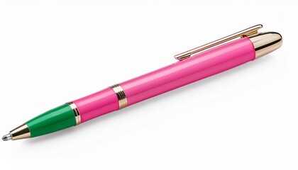 pink and green ballpoint pen isolated on transparent background