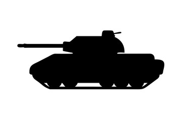 Bold tank silhouette emblem featuring an armored military vehicle with turret and cannon — minimalist vector logo and icon ideal for army branding, defense, tactical gear, esports.