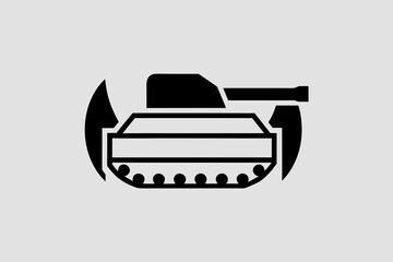 Fototapeta premium Bold military tank emblem with an armored vehicle silhouette — minimalist vector logo and icon for army branding, defense projects, tactical gear, esports teams and industrial signage