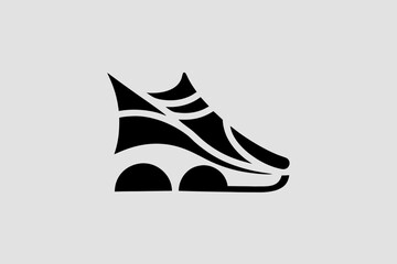 Minimalist Black Ice Skate Icon on Light Gray Background