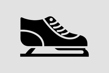 Minimalist Black Ice Skate Icon on Light Gray Background