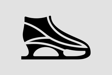 Minimalist Black Ice Skate Icon on Light Gray Background