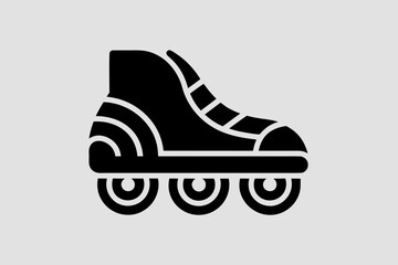 Minimalist inline roller skate icon vector – simple black skating shoe silhouette logo