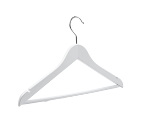 White wooden coat hanger with a metal hook (5)