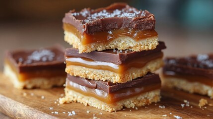 Indulgent chocolate caramel shortbread bars with sea salt, a perfect sweet treat