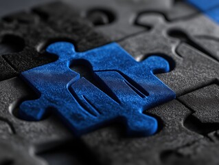 Striking blue puzzle piece completes the set offering innovative solutions and strategic collaboration for business success