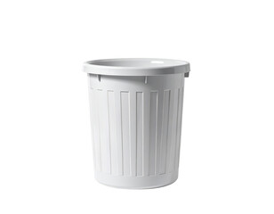 White cylindrical trash can with vertical ribbed design (1)