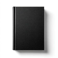 Black hardcover book mockup with textured cover isolated on white
