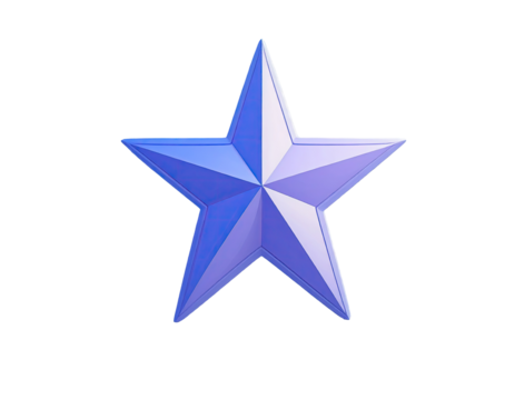 A stylized, multifaceted, light purple star
