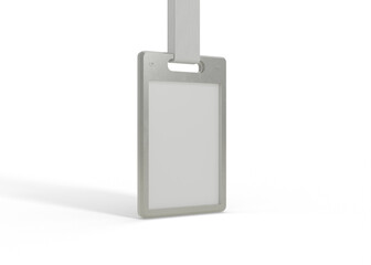 Steel Name Badge Holder Mockup with Lanyard Strap