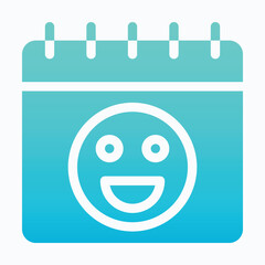 Calendar With Happy And Joyful Face Emoji Vector Icon. Silhouette Gradient Style Vector Icon.