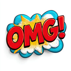 Comic speech bubble with OMG text in bright colors