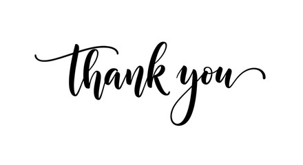 Elegant thank you script on white background conveys gratitude appreciation ideal for cards notes personal business use