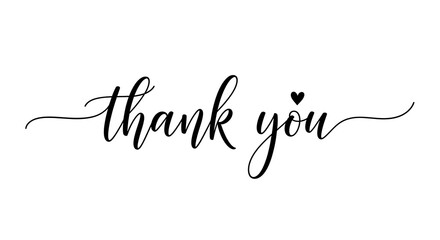 Elegant Thank You Script with Heart Detail on White Backdrop A Simple Gesture of Gratitude Expressed with Style and