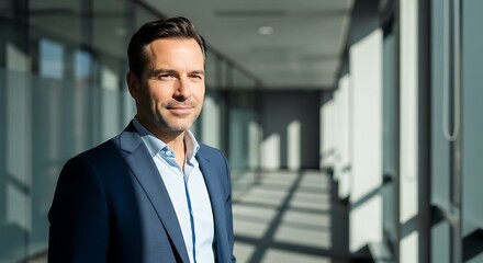 Fototapeta premium Professional Portrait of a Confident Business Man in a Modern Office Setting