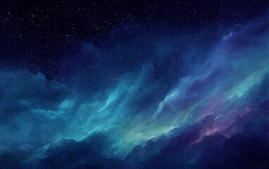 Fototapeta premium Mystical cosmic scene with swirling clouds and starry sky