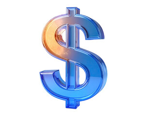 3D rendered dollar sign, gradient blue and orange