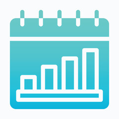 Graph Icon. Bar Chart Calendar Vector Icon, Silhouette Gradient Style Vector Icon.