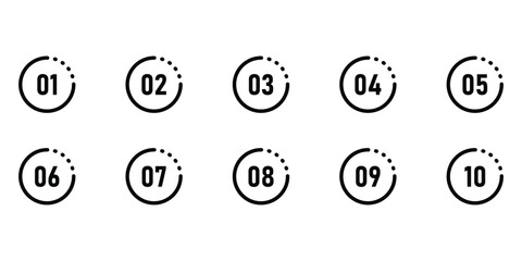  Vector pinning icon set on modern style.  Navigation play point icon set. Map pin icon sets. Black dark isolated number 1 to number 10. Vector counting set icon on white background. 