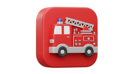 Crimson Courage: 3D Firetruck Icon