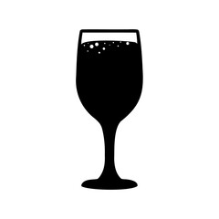 Silhouette of a wine or cocktail glass filled with bubbly drink