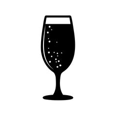 Elegant silhouette of a champagne flute filled with sparkling bubbly drink