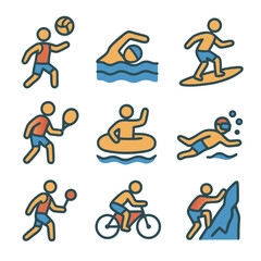 Summer Sports Icon Set Vector