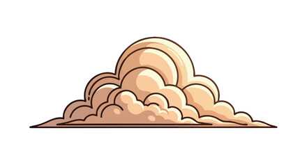 Illustration of a fluffy cloud with a beige color palette and dark outlines.