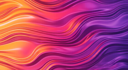 Fototapeta premium Dynamic vibrant abstract background of flowing glossy waves in stunning orange, pink, and purple hues