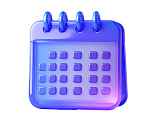 Glossy, vibrant purple-blue calendar icon