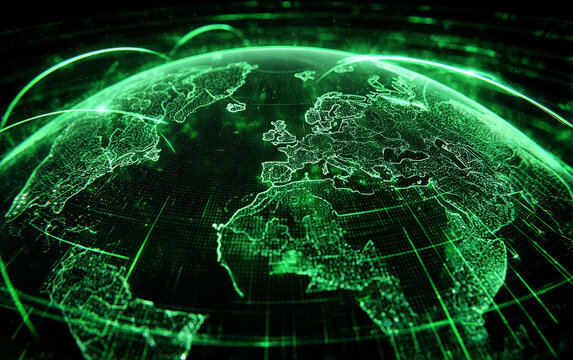 Digital Green Global Map Representing Technological Connectivity