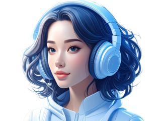 Digital portrait of a young woman wearing headphones (1)
