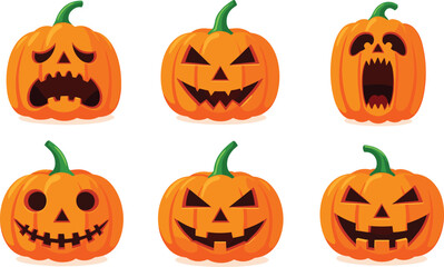 Halloween Jack-o'-Lanterns with Spooky Faces