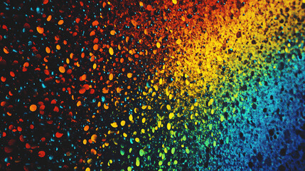 Grainy noisy gradient background, abstract vibrant color shape, glowing rainbow yellow green orange blue black noise texture banner design